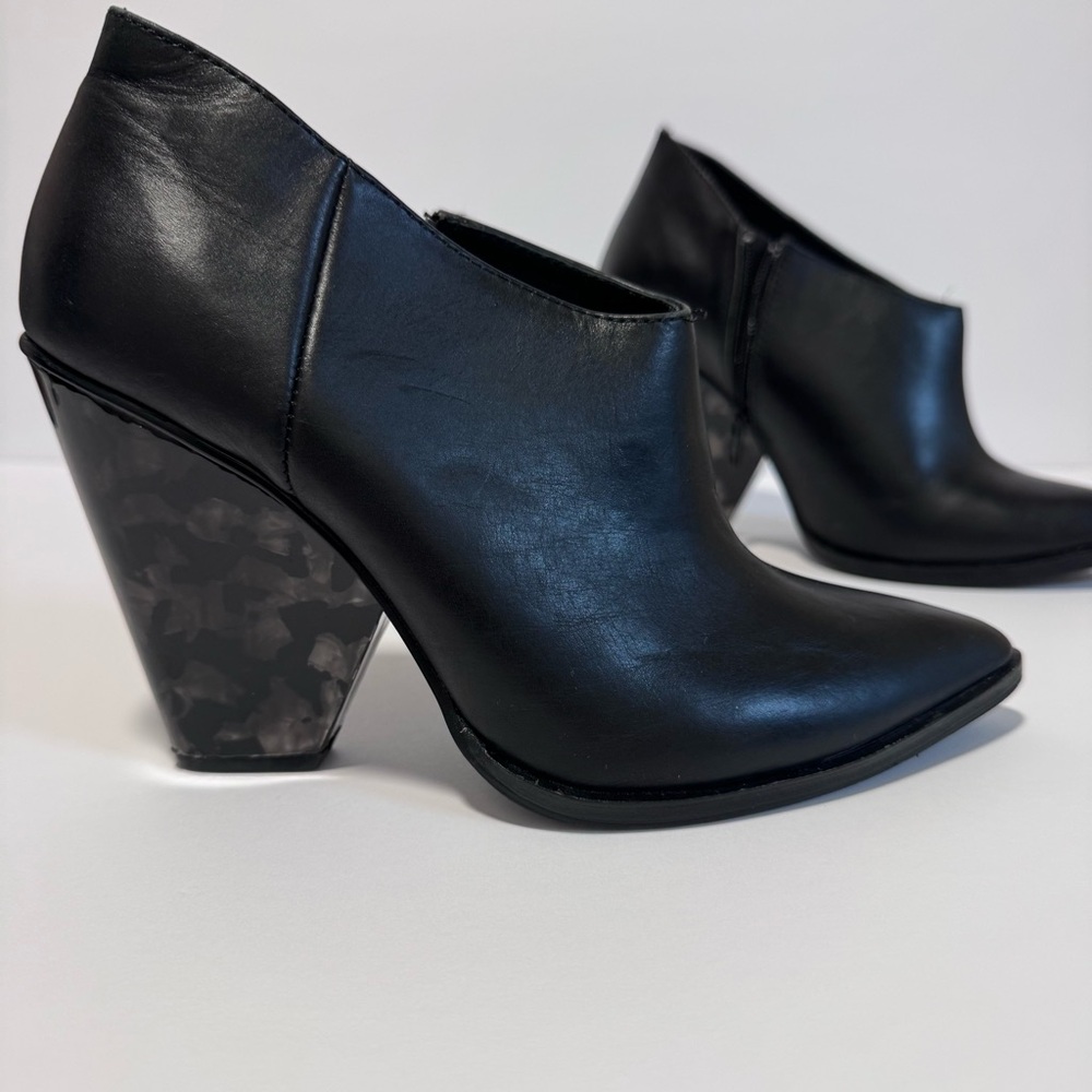 42 GOLD Black Leather Booties